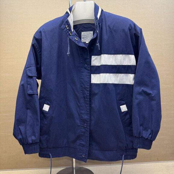 Vintage Med 80s 90s Current Seen Nautical‎ Yacht Sailing Jacket Navy White - Picture 1 of 9